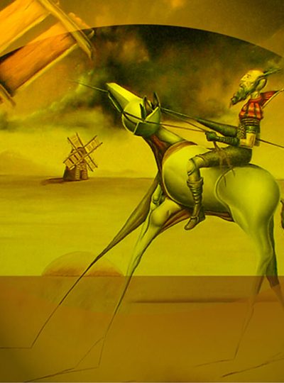 Quijote daliniano - Óleo sobre tela más intervención digital